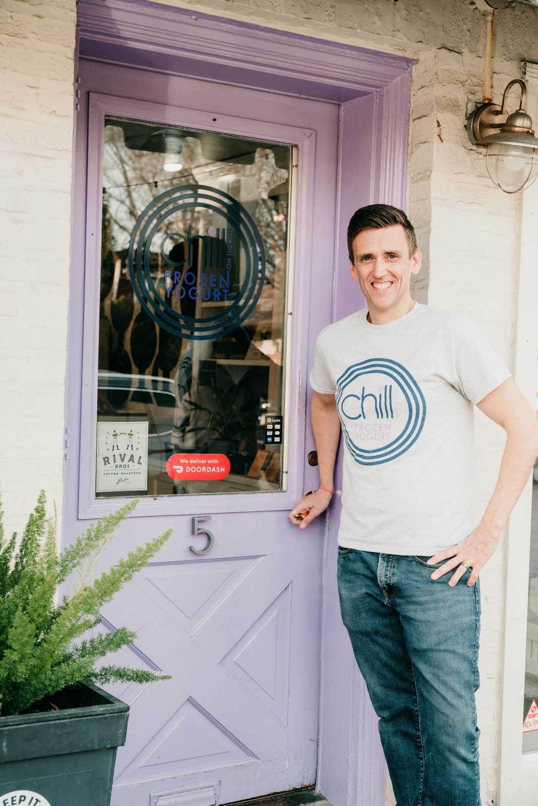 Owner of Chill on the Hill outside the Chestnut Hill frozen yogurt shop