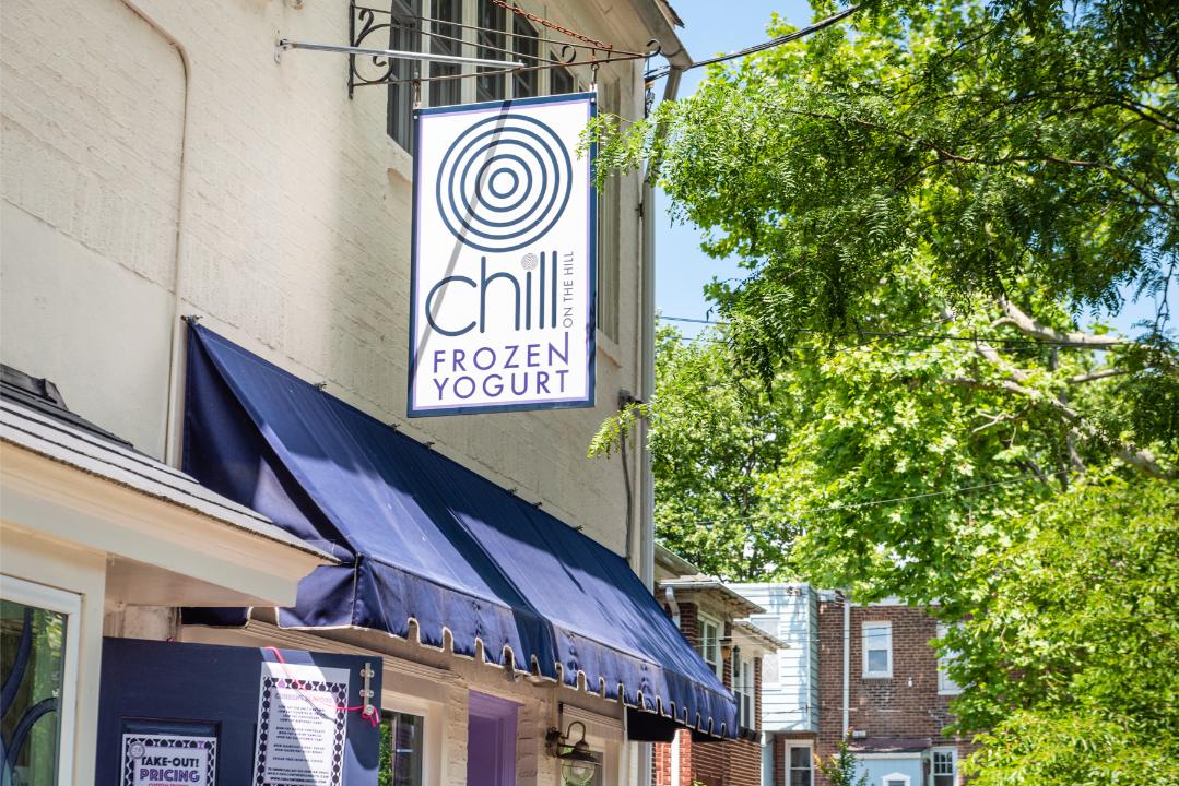 Chill on the Hill storefront sign in Chestnut Hill