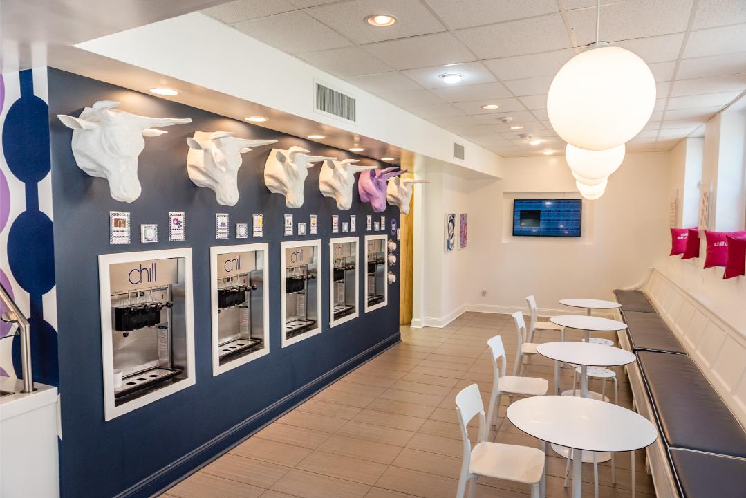 Interior of Chill on the Hill frozen yogurt shop